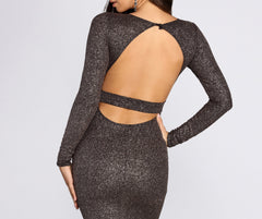 Neann Open Back Glitter Dress Oshnow
