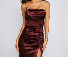 Nemi Formal High Slit Ruched Dress Oshnow
