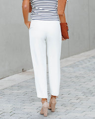 Neomi Pocketed High Rise Belted Trousers - Off White Oshnow