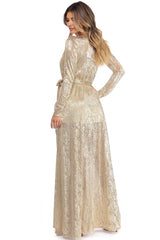 Nerissa Metallic Wrap Evening Dress Oshnow