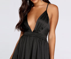 Nerissa Pleated Satin Gown Oshnow