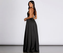 Nerissa Pleated Satin Gown Oshnow