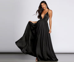 Nerissa Pleated Satin Gown Oshnow