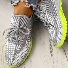 Net Surface Breathable Lace-Up Yeezy Sneakers Oshnow