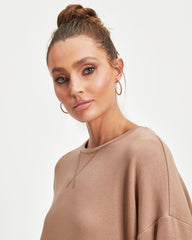 Never Again Side Slit Pullover Sweatshirt - Mocha