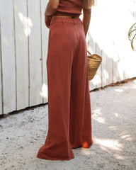 New Horizons Wide Leg Pocketed Pants Oshnow