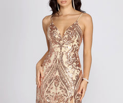 Nia Sequin Scroll Dress Oshnow