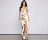 Nicole High-Slit Floral Formal Dress Oshnow