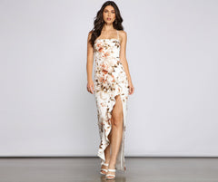 Nicole High-Slit Floral Formal Dress Oshnow