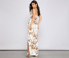 Nicole High-Slit Floral Formal Dress Oshnow