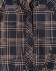 Night Owl Plaid Button Down Top Oshnow