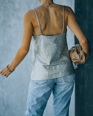 Nightlife Cowl Neck Metallic Cami Tank Oshnow