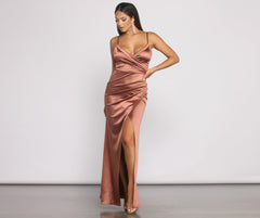 Nikita Formal High Slit Satin Dress Oshnow