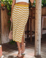 Nissi Sheer Cotton Chevron Midi Skirt - Sunflower Oshnow