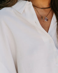 No Effort Puff Sleeve Button Down Blouse - White Oshnow