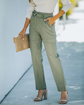 Noah Pocketed High Rise Belted Cargo Pants Oshnow