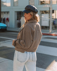 Noella Cotton Checkered Button Down Crop Top Oshnow