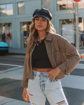 Noella Cotton Checkered Button Down Crop Top Oshnow