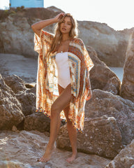 Noelle Cotton Tassel Kimono - Cream Multi Oshnow