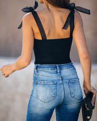 Nominee Organza Tie Bodysuit - Black Oshnow