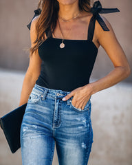 Nominee Organza Tie Bodysuit - Black Oshnow