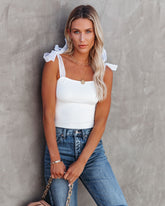 Nominee Organza Tie Bodysuit - Off White Oshnow