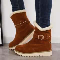 Non Slip Snow Ankle Boots Warm Fur Lined Slip on Booties Oshnow