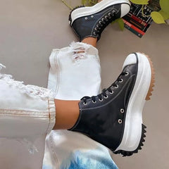 Non-Slip Sole High Top Lace Up Boots Oshnow