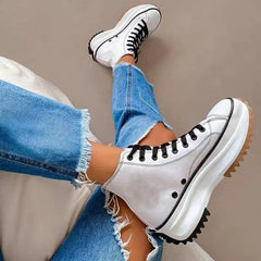 Non-Slip Sole High Top Lace Up Boots Oshnow