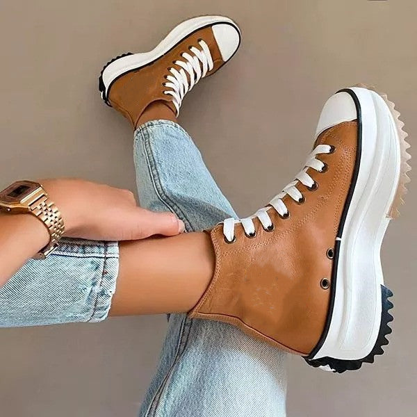 Non-Slip Sole High Top Lace Up Boots Oshnow