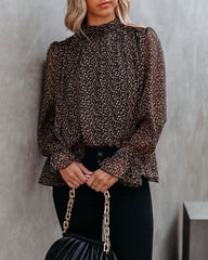 Norris Leopard Chiffon Ruffle Blouse Oshnow