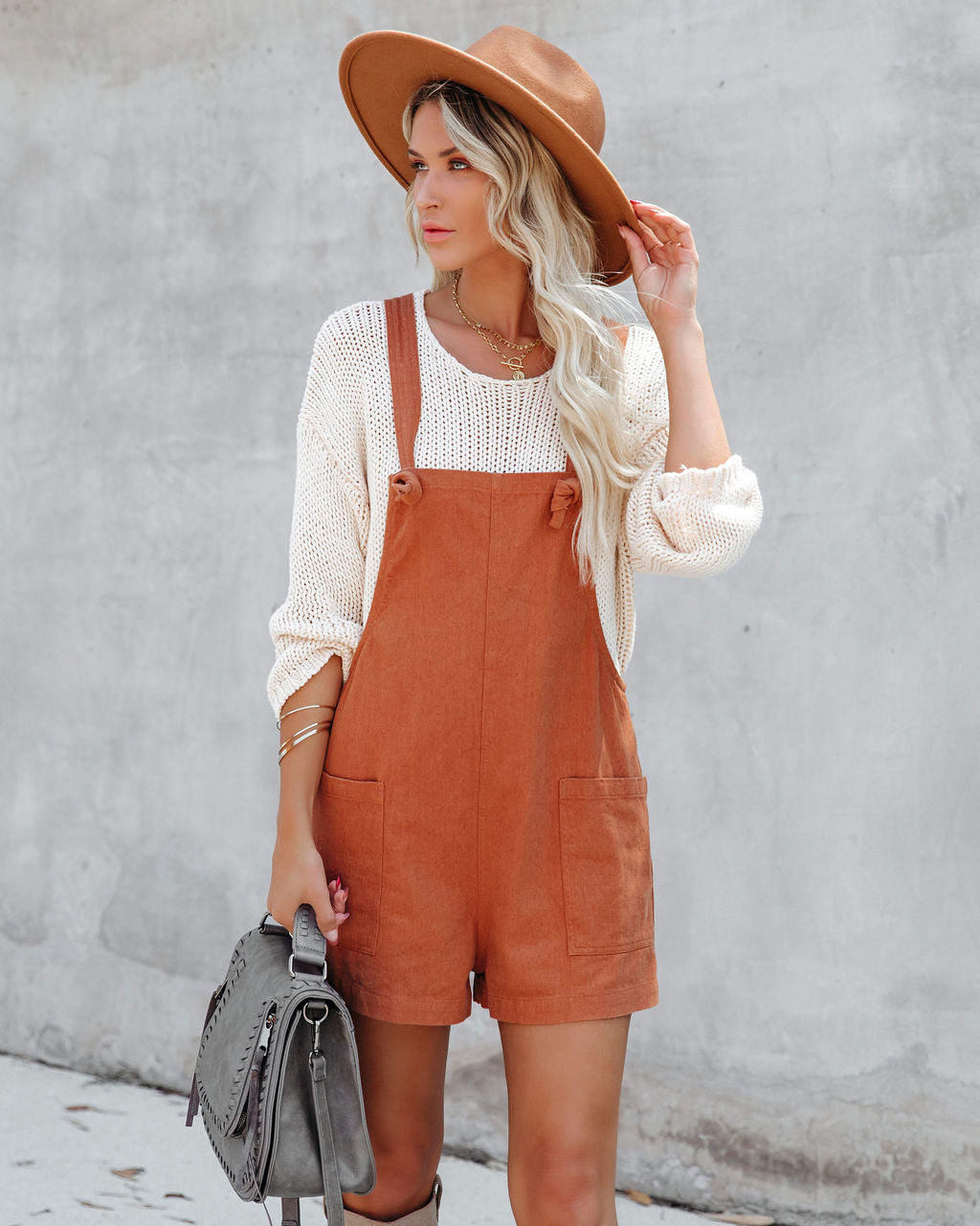 Northwest Cotton Linen Pocketed Romper - Rust - SALE Oshnow