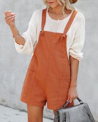 Northwest Cotton Linen Pocketed Romper - Rust - SALE Oshnow