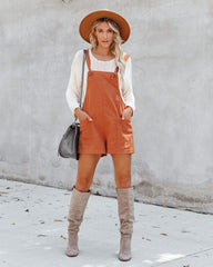 Northwest Cotton Linen Pocketed Romper - Rust - SALE Oshnow