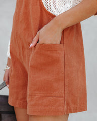 Northwest Cotton Linen Pocketed Romper - Rust - SALE Oshnow