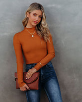 Norton Mock Neck Knit Top - Camel Oshnow
