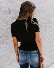 Nostalgia Smocked Swiss Dot Top - Black Oshnow