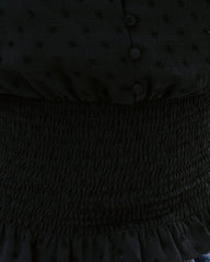 Nostalgia Smocked Swiss Dot Top - Black Oshnow