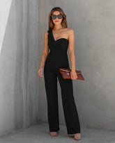 Not Sorry One Shoulder Jumpsuit - Black - SALE Oshnow