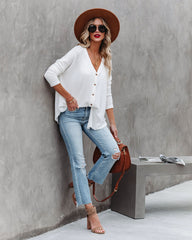 Nothing Without You Thermal Button Down Top - Ivory Oshnow