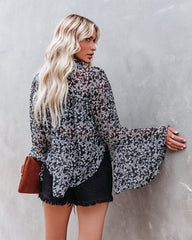 Nova Printed Bell Sleeve Blouse Oshnow