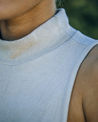 Nyra Sleeveless Mock Neck Knit Top - Beige Oshnow