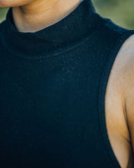 Nyra Sleeveless Mock Neck Knit Top - Black Oshnow