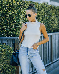 Nyra Sleeveless Mock Neck Knit Top - Ivory Oshnow