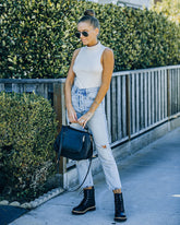 Nyra Sleeveless Mock Neck Knit Top - Ivory Oshnow