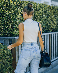 Nyra Sleeveless Mock Neck Knit Top - Ivory Oshnow