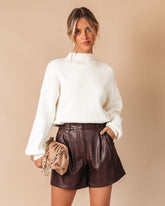 Oakley Pocketed Faux Leather Shorts - Chocolate Oshnow