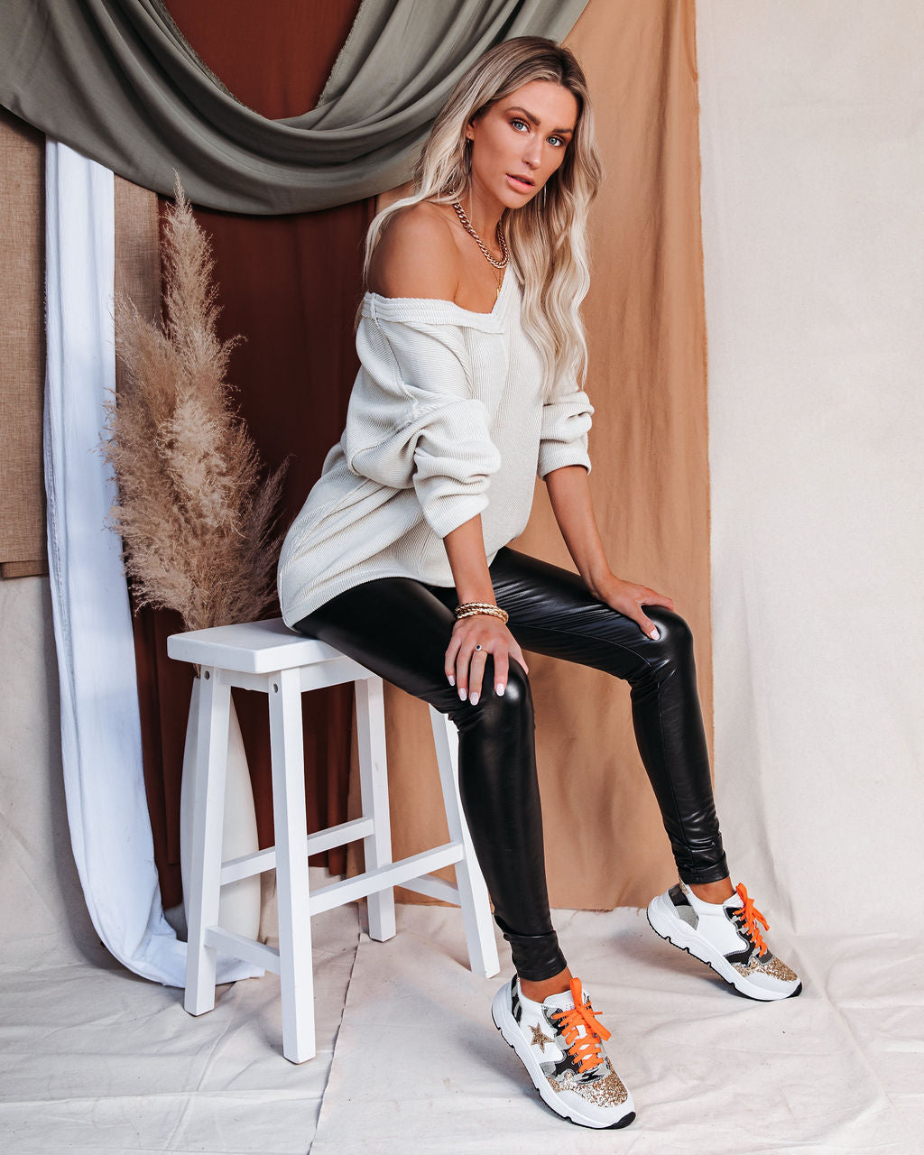 Oasis Relaxed Knit Top - Natural Oshnow