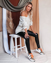 Oasis Relaxed Knit Top - Natural Oshnow