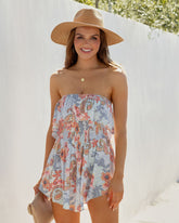Ocean Wishes Printed Strapless Romper Oshnow